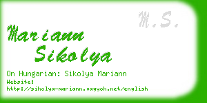 mariann sikolya business card